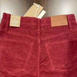 Madewell Burgundy High-Rise Skinny Jeans NWT